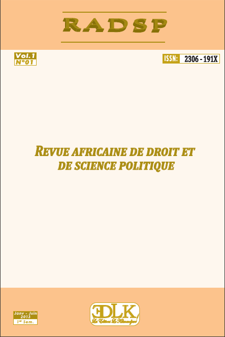 REVUE AFRICAINE DE DROIT ET DE SCIENCE POLITIQUE